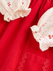 Red Bow Baby Cord Pinafore Long Sleeve Bodysuit & Tights Set (0mths-2yrs) - Image 10 of 13