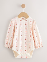 Red Bow Baby Cord Pinafore Long Sleeve Bodysuit & Tights Set (0mths-2yrs) - Image 7 of 13