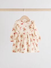 Cream Bear/ Red Cherry Gingham Baby Jersey Dresses 2 Pack (0mths-2yrs) - Image 3 of 9