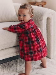 Red Check Baby Collar Long Sleeve Dress (0mths-2yrs) - Image 2 of 12
