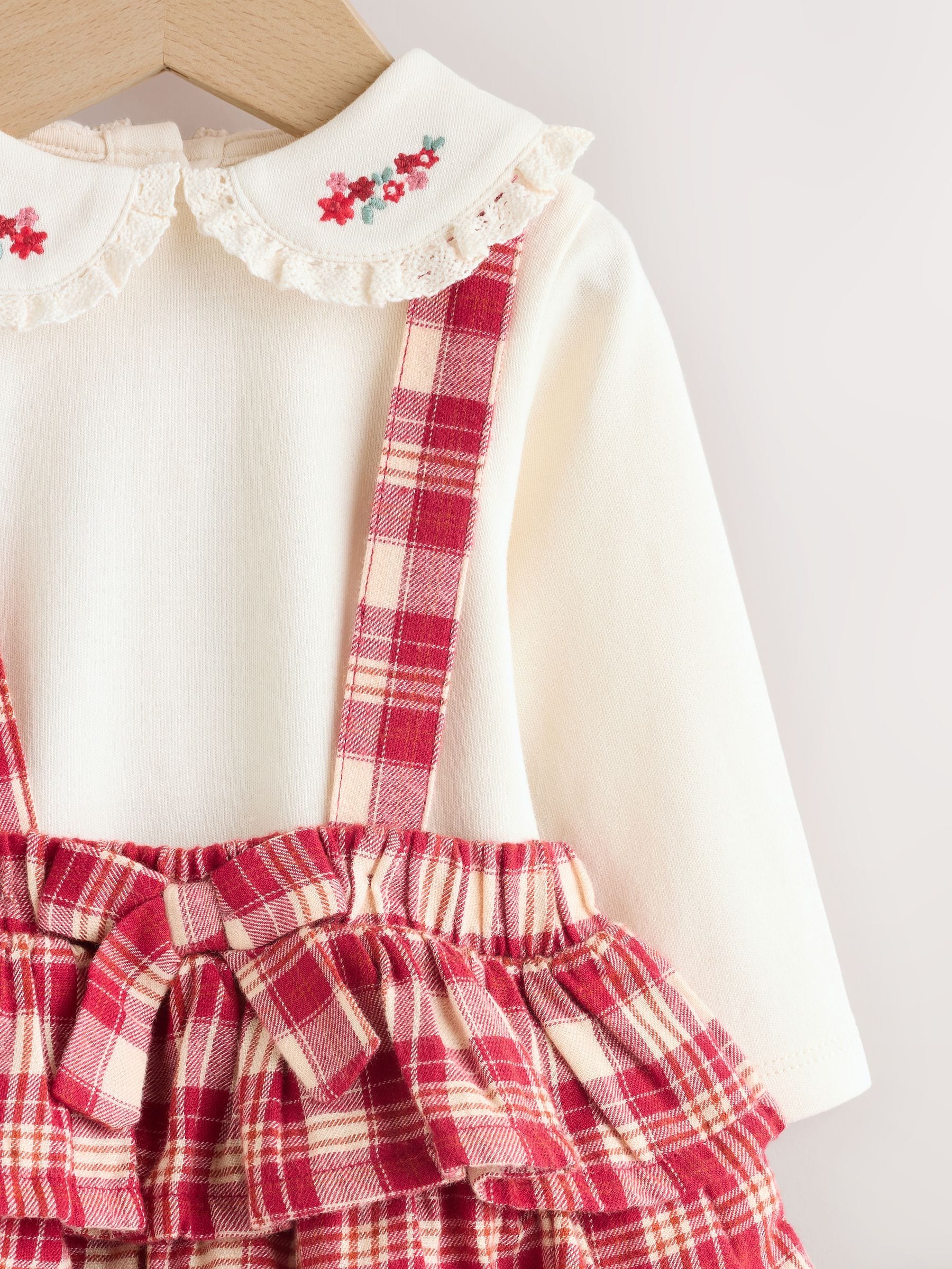 Buy Red Check Long Sleeve Bodysuit, Bubble Skirt and Tights Baby 3