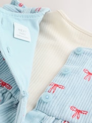 Blue Bow Baby Cord Pinafore Long Sleeve Bodysuit & Tights Set (0mths-2yrs) - Image 15 of 18