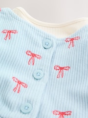Blue Bow Baby Cord Pinafore Long Sleeve Bodysuit & Tights Set (0mths-2yrs) - Image 7 of 18