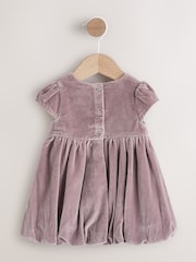 Morado - Conjunto de 2 prendas con vestido de bebé con lazo de terciopelo con dobladillo abullonado y medias (0 meses-2 años) - Imagen 6 de 10