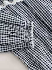 Grey/ White Gingham Check Bloomer Baby Rompers with Tights 2 Piece Set (0mths-3yrs) - Image 5 of 10