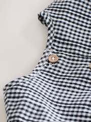 Grey/ White Gingham Check Bloomer Baby Rompers with Tights 2 Piece Set (0mths-3yrs) - Image 7 of 10