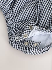 Grey/ White Gingham Check Bloomer Baby Rompers with Tights 2 Piece Set (0mths-3yrs) - Image 8 of 10