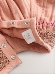 Tan Brown Embroidered Bloomer Baby Romper with Tights 2 Piece Set (0mths-3yrs) - Image 10 of 11