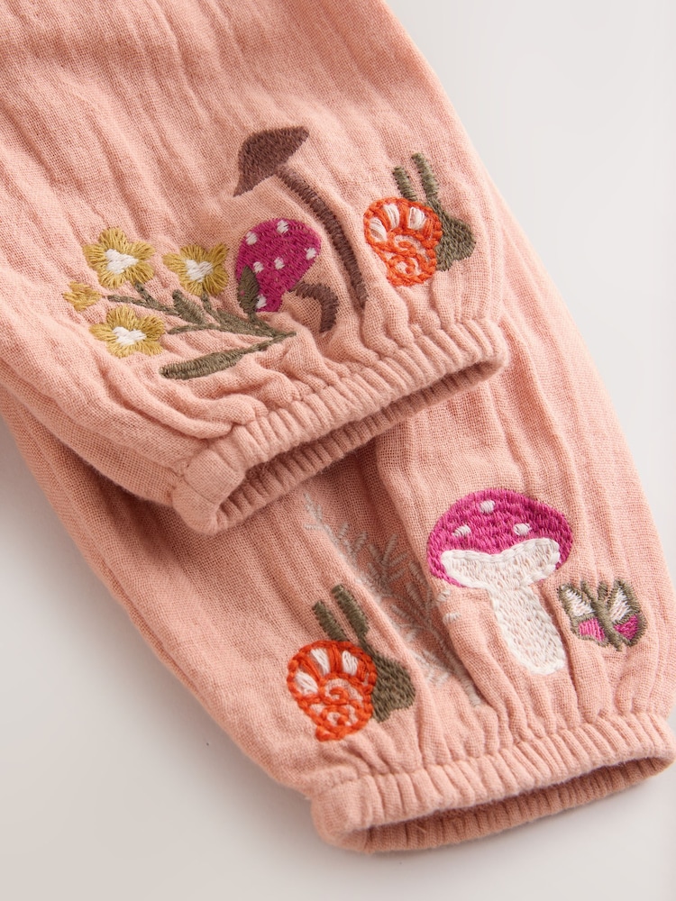 Tan Brown Embroidered Bloomer Baby Romper with Tights 2 Piece Set (0mths-3yrs) - Image 11 of 11