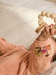 Tan Brown Embroidered Bloomer Baby Romper with Tights 2 Piece Set (0mths-3yrs) - Image 4 of 11