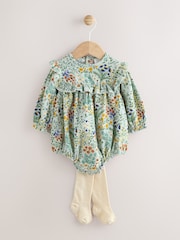 Verde floral - Baby Bloomer Romper with Tights 2 Piece Set (0mths-3yrs) - Imagen 7 de 14