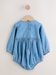 Denim Blue Bloomer Baby Romper with Tights 2 Piece Set (0mths-3yrs) - Image 2 of 6
