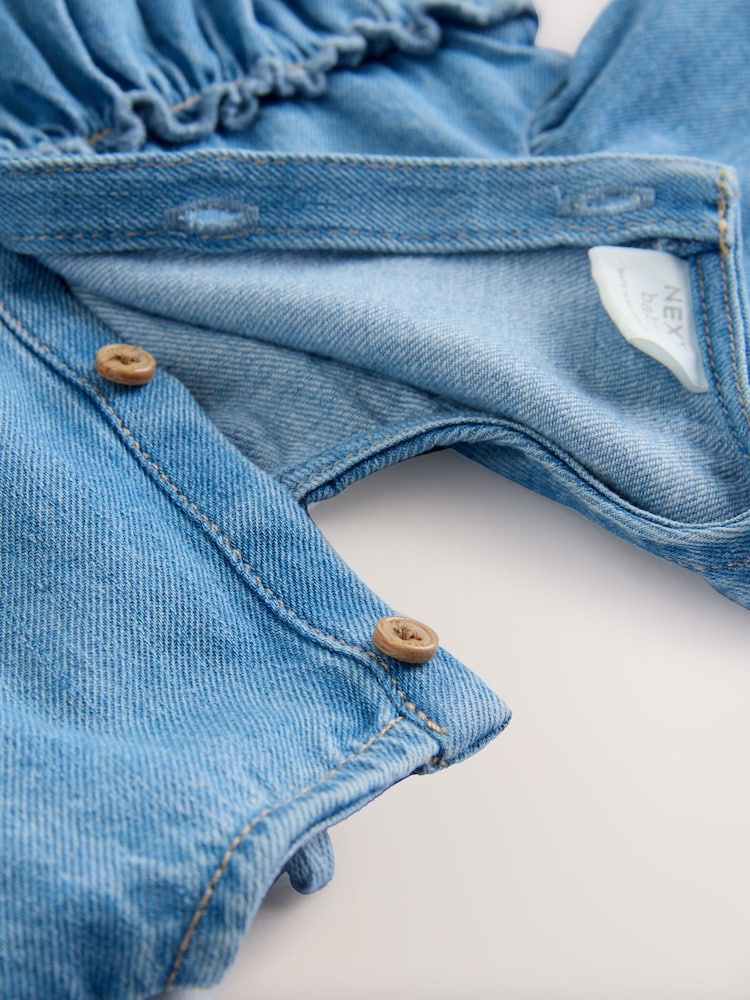 Denim Blue Bloomer Baby Romper with Tights 2 Piece Set (0mths-3yrs) - Image 6 of 6