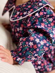 Navy Blue Ditsy Bloomer Baby Romper with Tights 2 Piece Set (0mths-3yrs) - Image 4 of 11