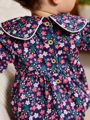 Navy Blue Ditsy Bloomer Baby Romper with Tights 2 Piece Set (0mths-3yrs) - Image 5 of 11