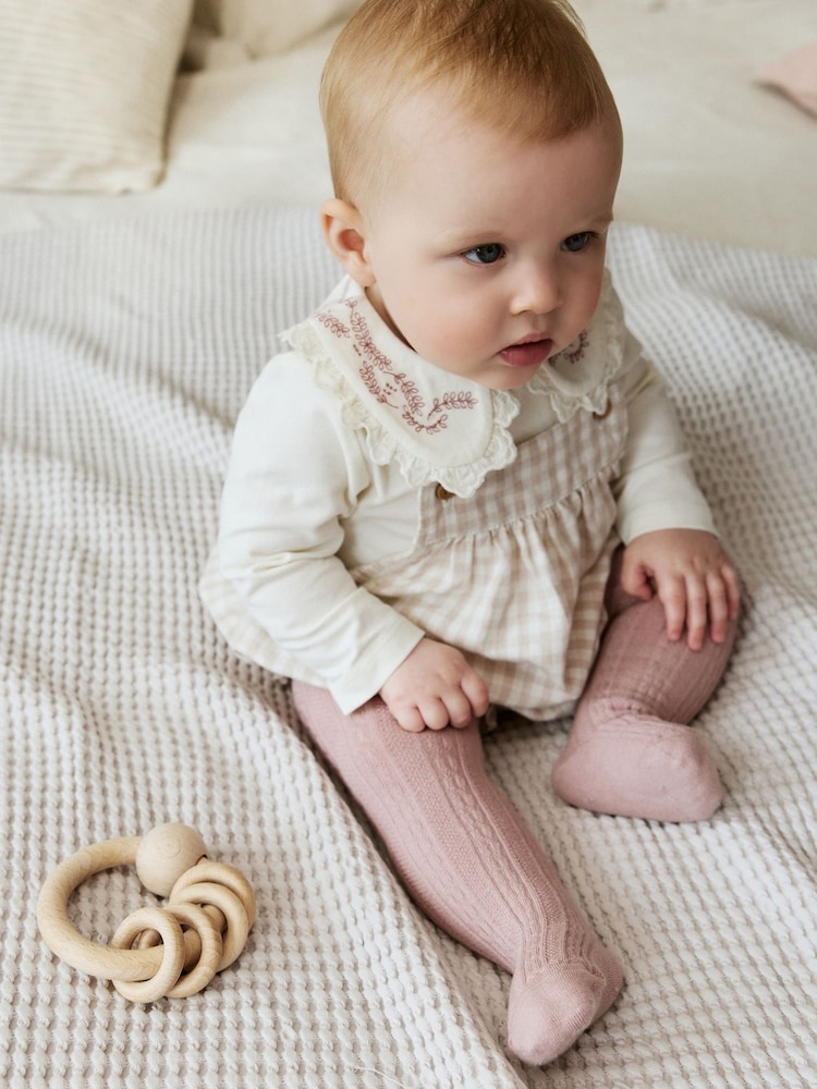 Pink Bubble Romper Long Sleeve Bodysuit Cardigan and Tights 4 Piece Set (0mths-2yrs) - Image 2 of 5