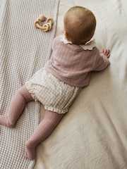 Pink Bubble Romper Long Sleeve Bodysuit Cardigan and Tights 4 Piece Set (0mths-2yrs) - Image 4 of 5
