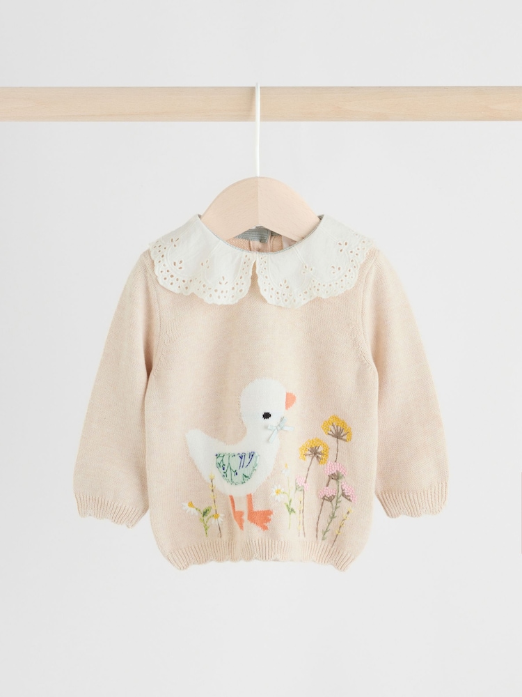 Buy Neutral Duck/ Sage Ditsy Baby Knitted Jumper and Leggings