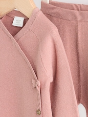 Pink Baby Knitted Wrap Jumper and Leggings 2 Piece Set (0mths-2yrs) - Image 12 of 15