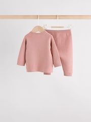 Pink Baby Knitted Wrap Jumper and Leggings 2 Piece Set (0mths-2yrs) - Image 2 of 15