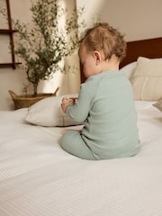 Sage Green Baby Knitted Wrap Jumper and Leggings 2 Piece Set (0mths-2yrs) - Image 4 of 16