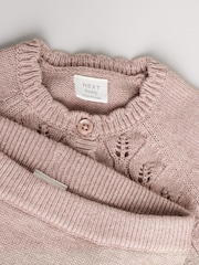 Mink Brown Baby Frill Knitted Bow Cardigan Set (0mths-3yrs) - Image 10 of 12