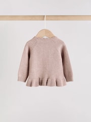 Mink Brown Baby Frill Knitted Bow Cardigan Set (0mths-3yrs) - Image 4 of 12