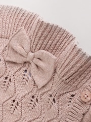 Mink Brown Baby Frill Knitted Bow Cardigan Set (0mths-3yrs) - Image 9 of 12