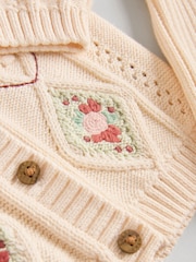 Cream Embroidered Baby Knitted Cardigan and Leggings 2 Piece Set (0mths-3yrs) - Image 8 of 12