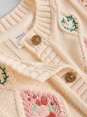 Cream Embroidered Baby Knitted Cardigan and Leggings 2 Piece Set (0mths-3yrs) - Image 9 of 12