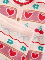 Red/ Pink Cherries Baby Knitted Cardigan and Leggings 2 Piece Set (0mths-3yrs) - Image 14 of 15