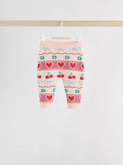 Red/ Pink Cherries Baby Knitted Cardigan and Leggings 2 Piece Set (0mths-3yrs) - Image 4 of 15
