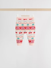 Red/ Pink Cherries Baby Knitted Cardigan and Leggings 2 Piece Set (0mths-3yrs) - Image 6 of 15