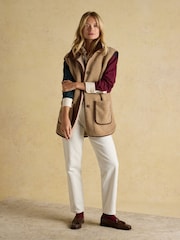 Sadie Navy Longline Button Through Fleece Gilet - Image 3 of 8