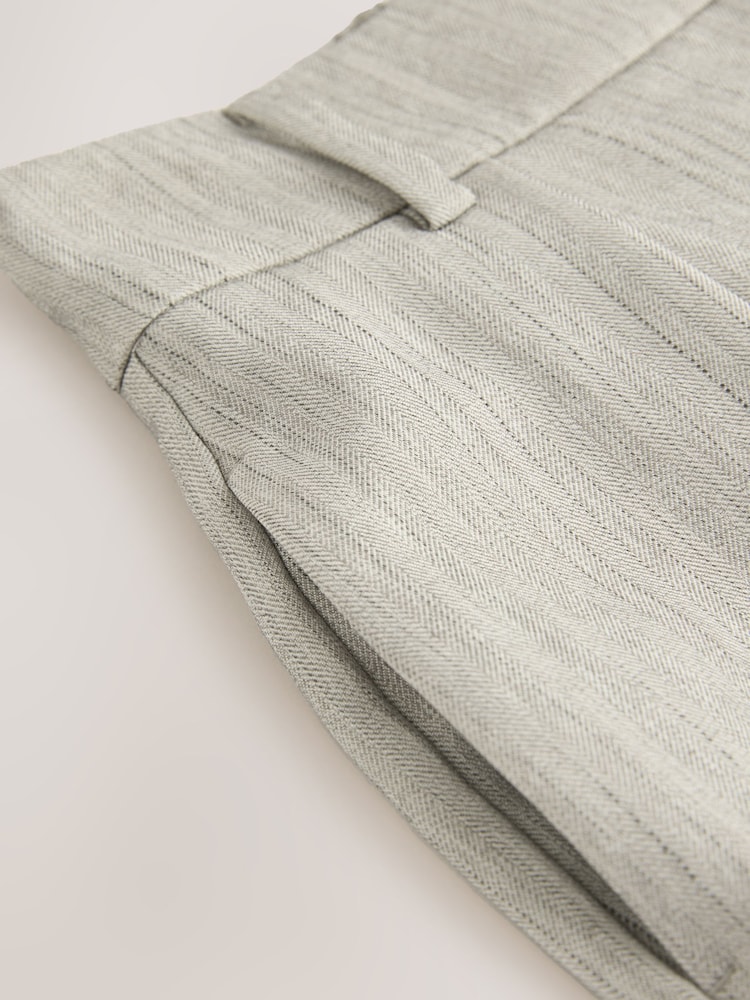 Grey Herringbone Elastic Back Wide Leg Trousers - Image 2 of 4