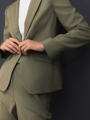 Khaki Green Single Breasted Sculpted Tailored Blazer - Image 4 of 8