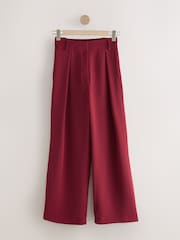 Red Elastic Back Wide Leg Trousers - Image 1 of 5