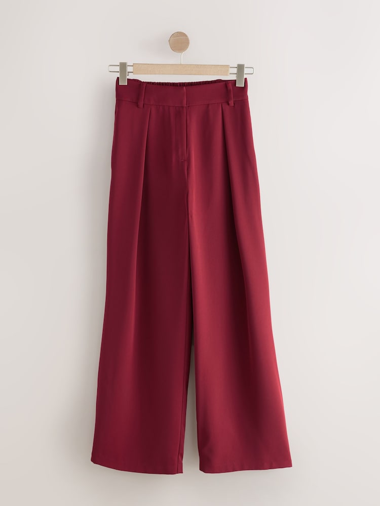 Red Elastic Back Wide Leg Trousers - Image 1 of 5