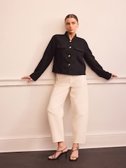 Negro - Chaqueta sin cuello de bouclé - Imagen 2 de 8