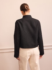 Negro - Chaqueta sin cuello de bouclé - Imagen 4 de 8