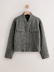 Neutral/Grey Black/White Boucle Collarless Jacket - Image 1 of 3