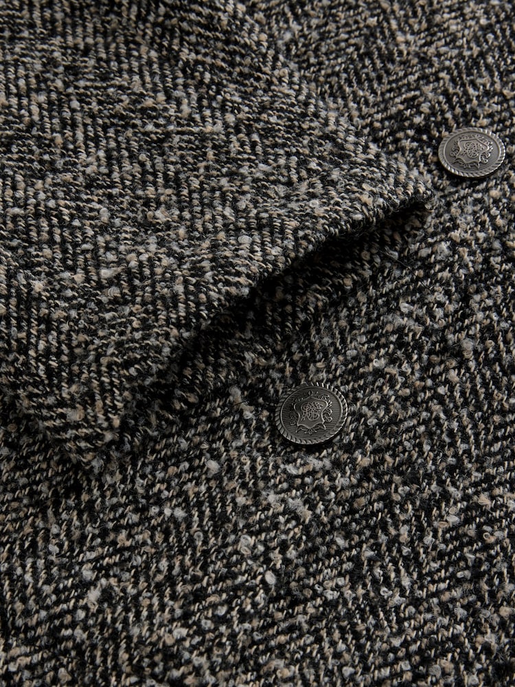 Neutral/Grey Black/White Boucle Collarless Jacket - Image 2 of 3