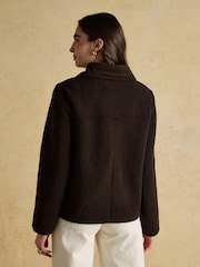 Joules Sadie Chocolate Brown Collared Fleece Jacket - Image 2 of 8