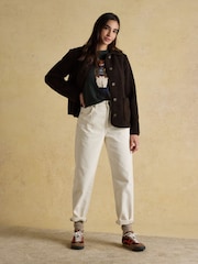 Joules Sadie Chocolate Brown Collared Fleece Jacket - Image 3 of 8