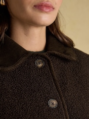 Joules Sadie Chocolate Brown Collared Fleece Jacket - Image 7 of 8