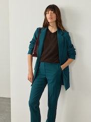 Teal Blue Twill Melange Relaxed Blazer - Image 1 of 9
