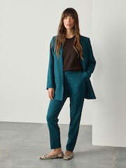 Teal Blue Twill Melange Relaxed Blazer - Image 2 of 9