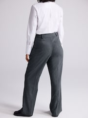 Grey Striped Straight Tailored Trousers - Image 2 of 6