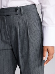 Grey Striped Straight Tailored Trousers - Image 3 of 6