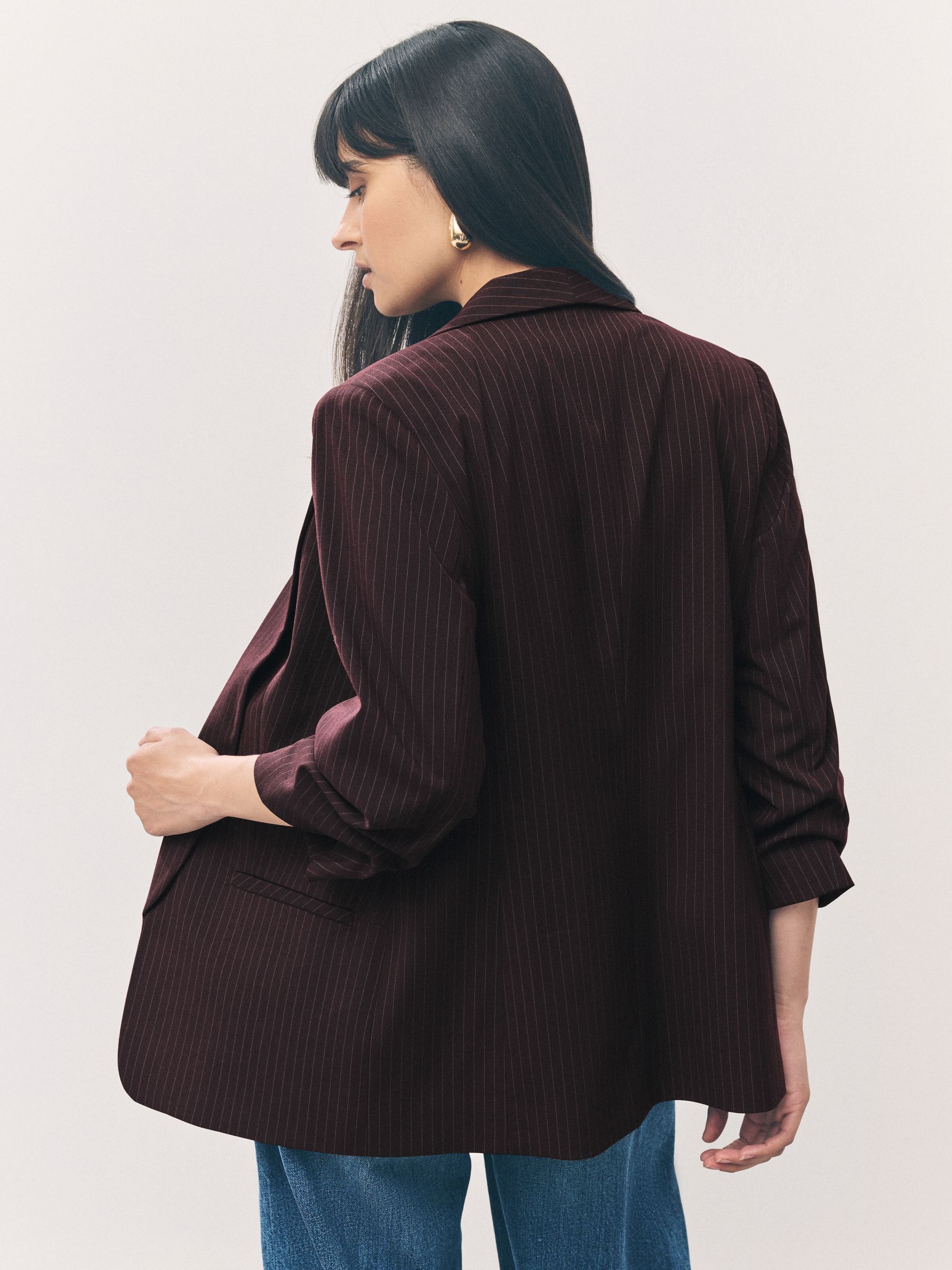  Professional セットアップバーガンディ Buy Burgundy Red Stripe Relaxed Ruched Sleeve Blazer from Next USA